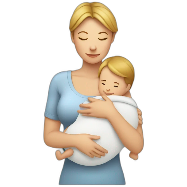 White Mother carrying her baby in babycarrierwith face of the baby towards her emoji