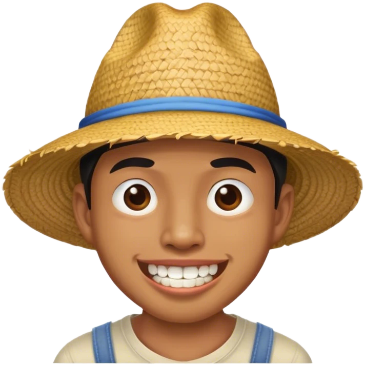 asian man with straw hat and buck teeth emoji