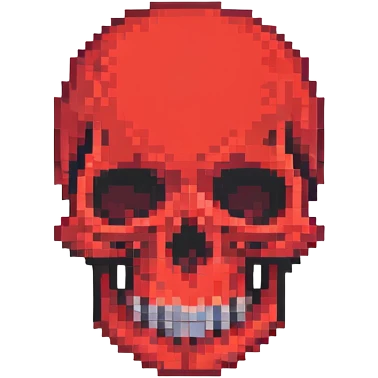 pixelated skull in red and black color scheme emoji