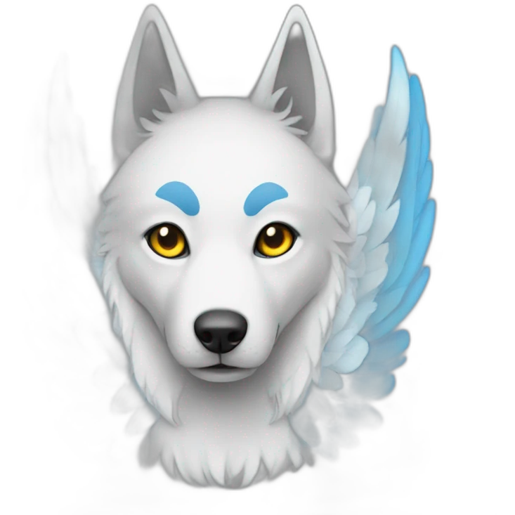 Whitelightbluewolfwithwings emoji