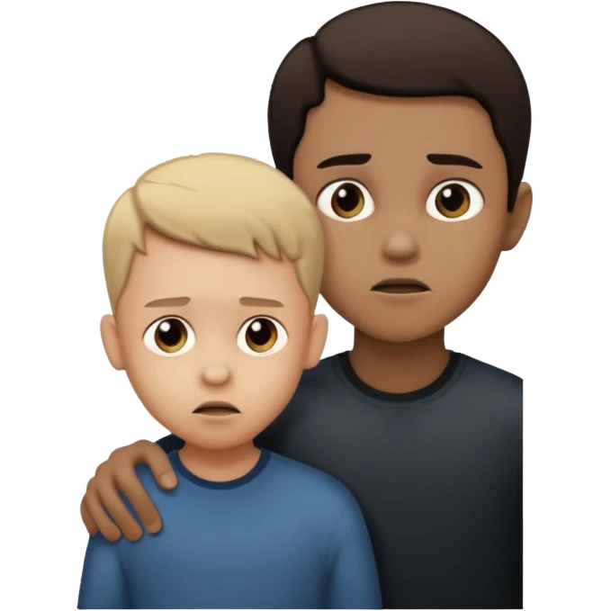 a scared child with a man silhouette behind the back emoji