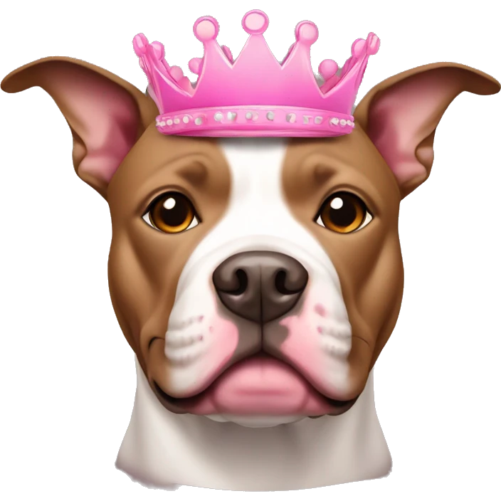 Pit bull with pink crown and brown around one of its eye emoji