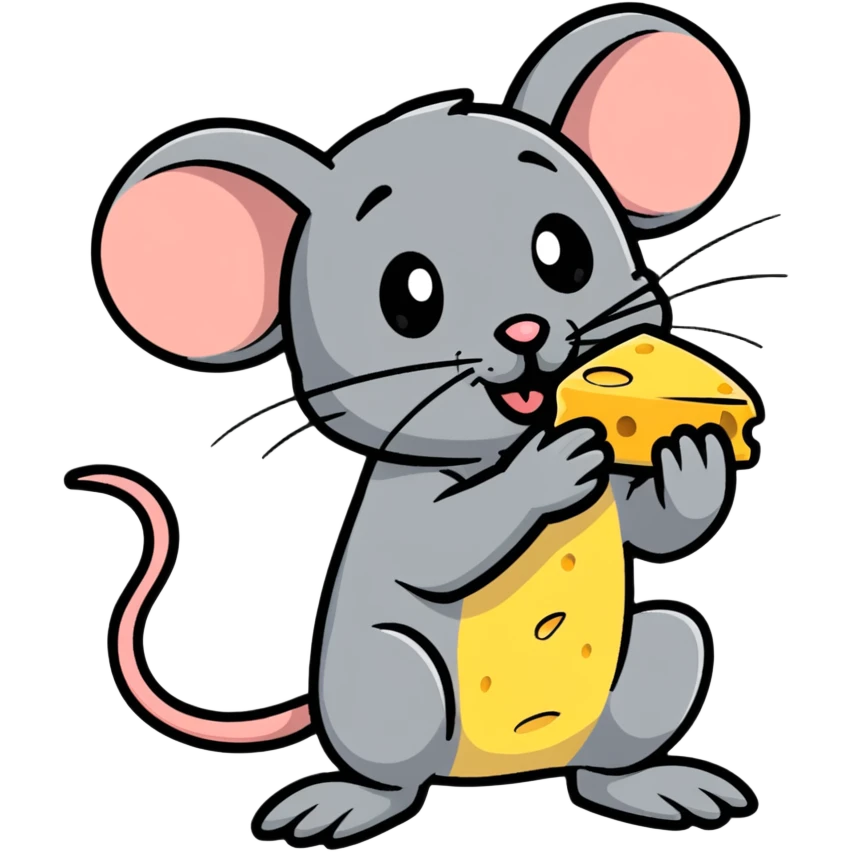 cartoon mouse jerry eating cheese emoji