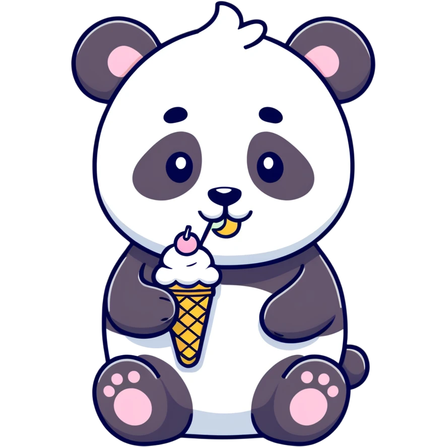 Panda eating ice cream emoji
