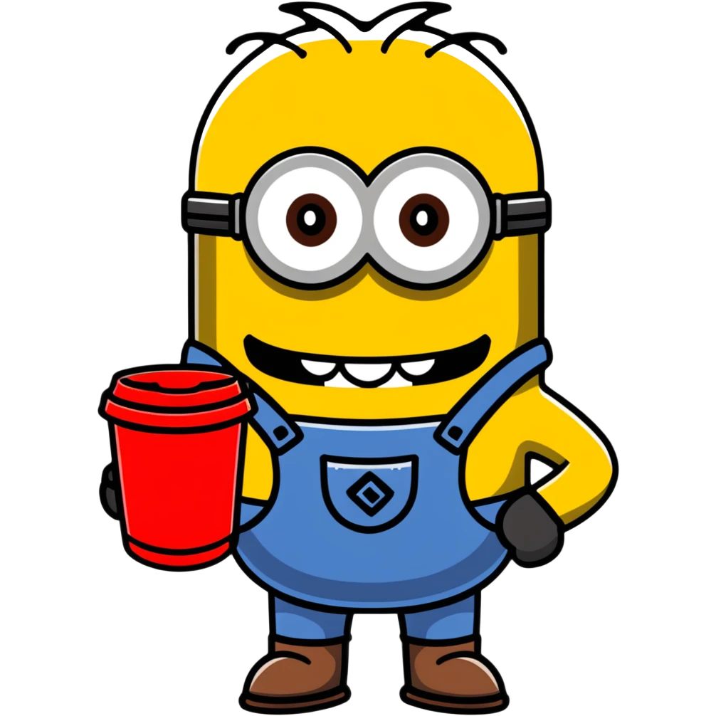 minion holding a red cup in its right hand emoji