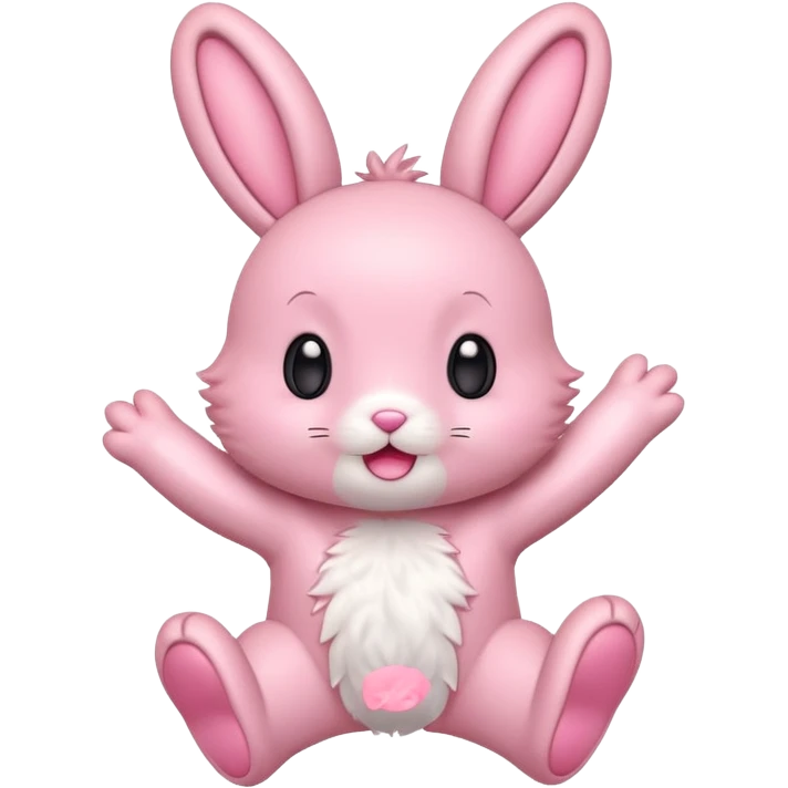 Exited pink bunny, kawaii chibi fluffy ears and body jumping of excitement  emoji