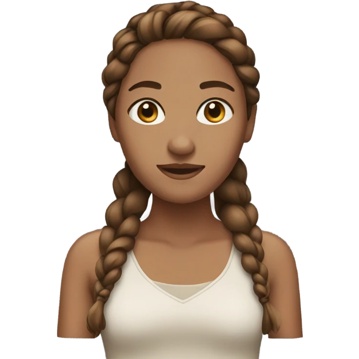 Woman with brown braid and light brown skin color emoji