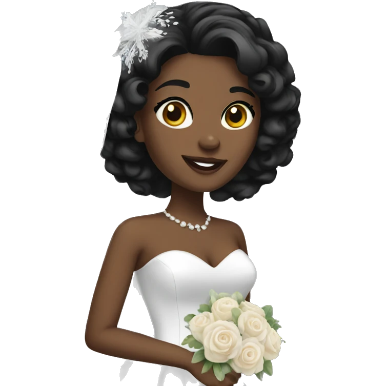 black hair bride emoji