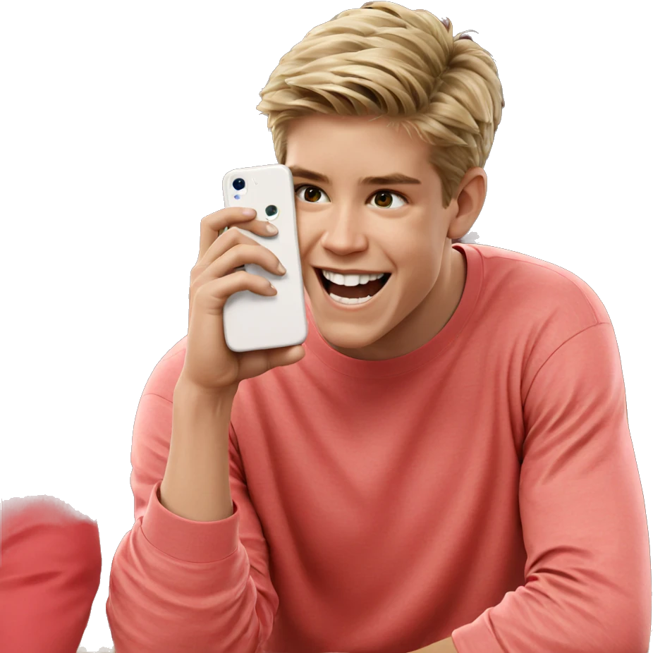 blonde boy smiling indoors emoji