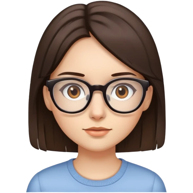 Brunette girl, brown-eyed, wearing glasses, straight hair emoji