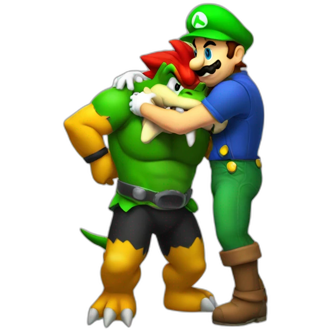 bowser hugging luigi emoji