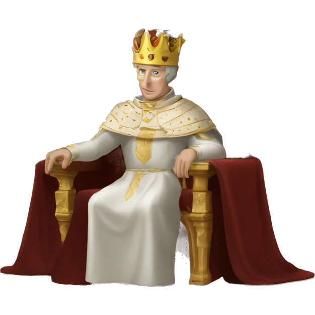 king baldwin IV raising his hand with mask sitting on throne emoji