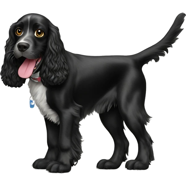 Black Springer spaniel with a shoe in his mouth emoji