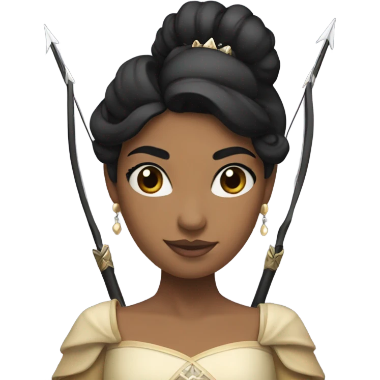 Supercell the tower princess black hair with bow and 3 arrows emoji