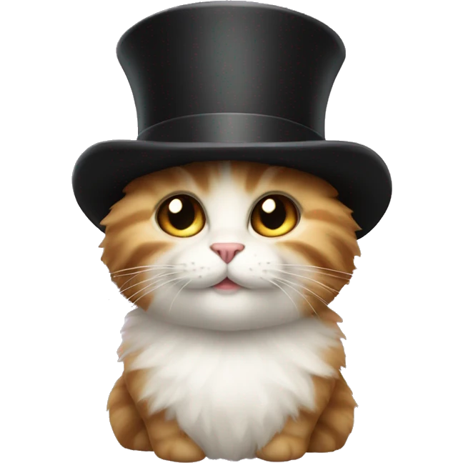 Fluffy cute cat with a top hat  emoji