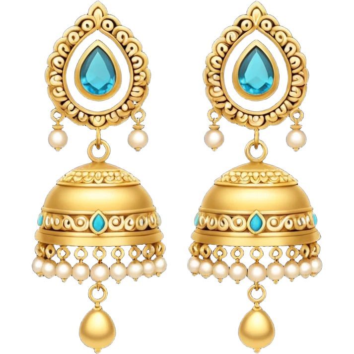 A small beautiful jhumka pair in golden color with very few stones emoji
