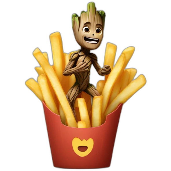 Groot eating french fries emoji