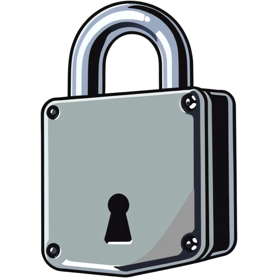 large heavy metal padlock with shiny chrome finish emoji