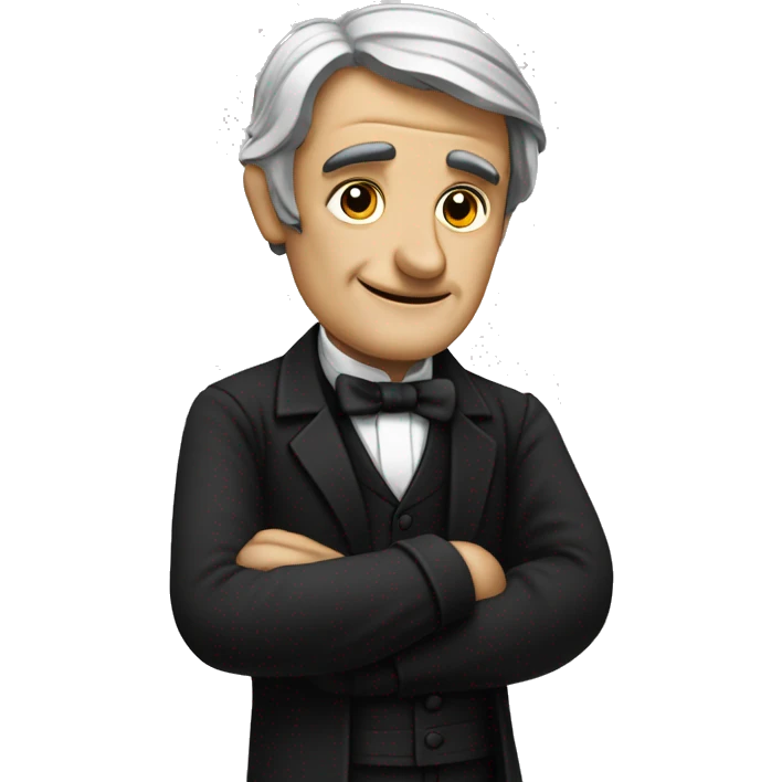 Ralph Waldo Emerson with thumbs up with a little frown and black clothes emoji