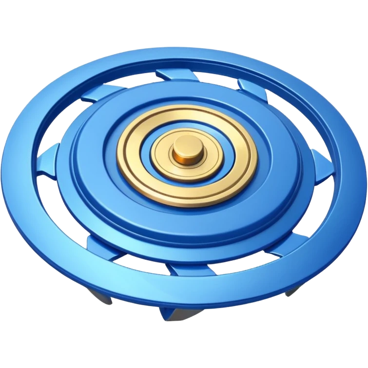 A blue Beyblade with 3 blades like Victory Valtryek emoji