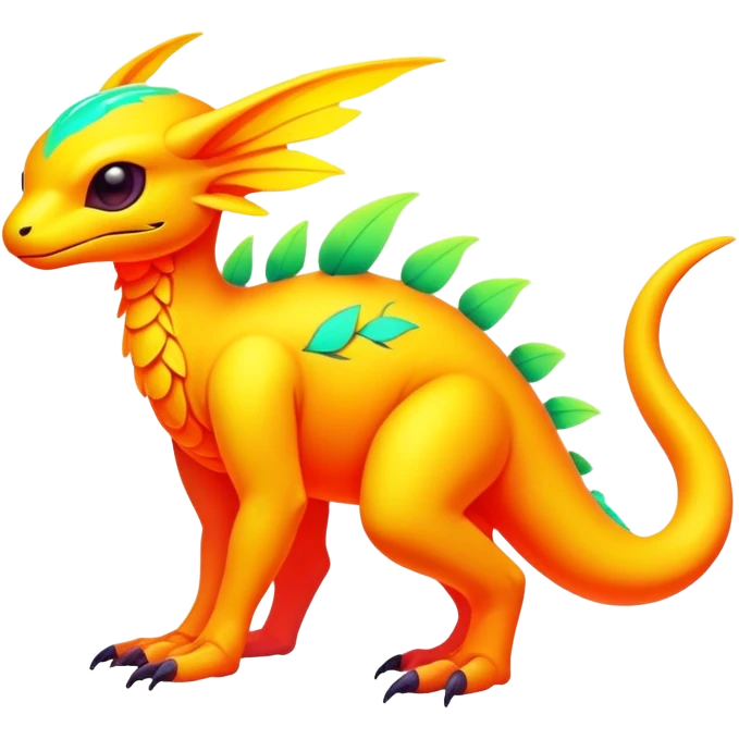 Exotic futuristic lush warm-colored neon Fakémon-creature (full body) emoji