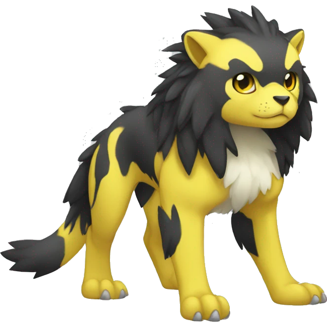 Cute cool black yellow animal hybrid Fakemon full body emoji