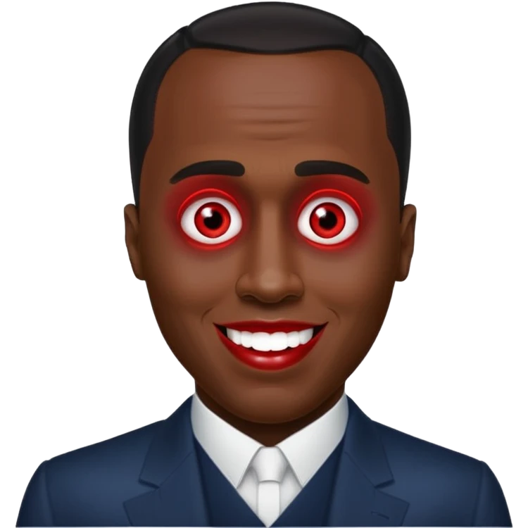 Sean Diddy Combs with red laser eyes and a very creepy, wide smile with the text “GOOD. NIGHT.” emoji