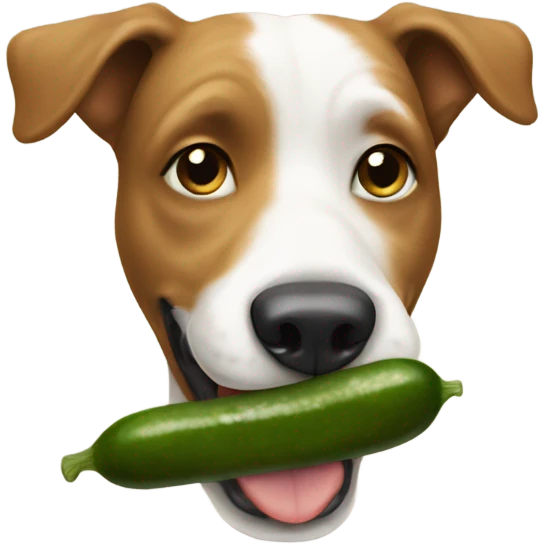 Dog eating pickle emoji