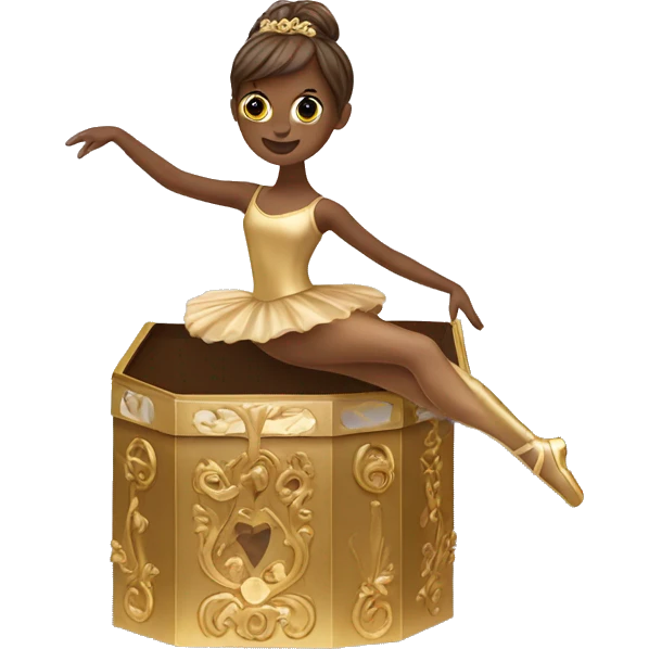  brown ballerina in a gold music box emoji