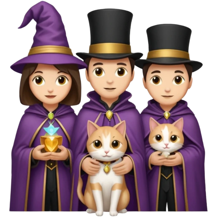 magician couple and their pet cat emoji