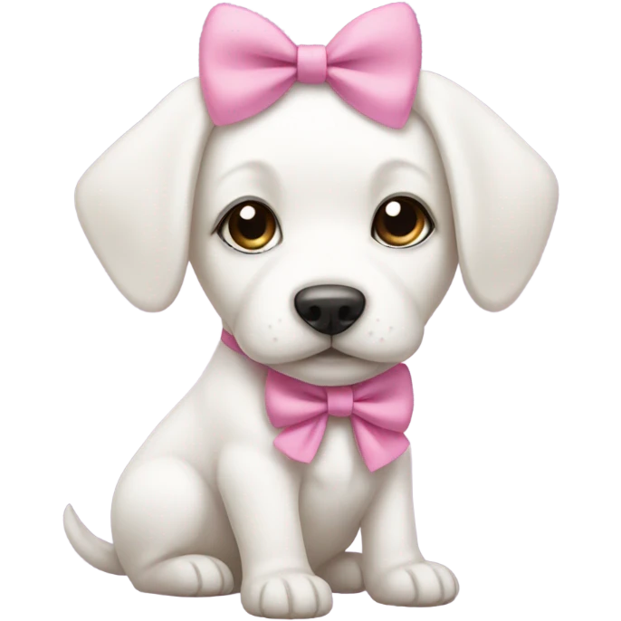 White puppy with a pink bow emoji
