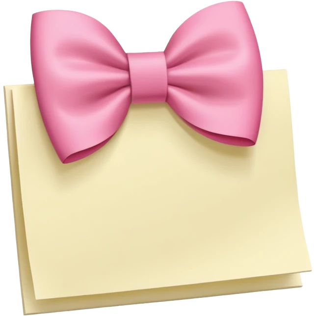 White sticky note with a pink bow  emoji