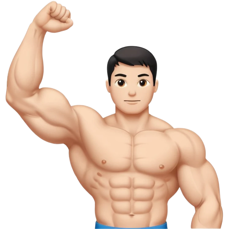 Flexing muscle arm with rising chart, bold minimal style, white background emoji