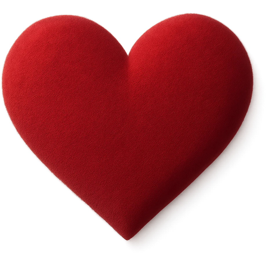 heart with a soft velvet texture, clean digital illustration emoji