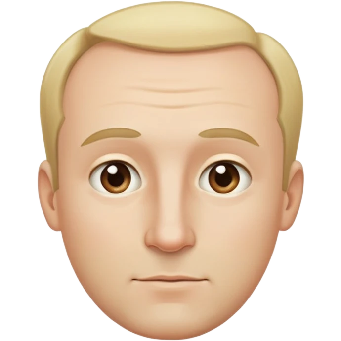 Đàn ông, mặt to, tóc vàng nhạt, tóc hói, cằm dài, mặt đầy đặn, trán cao, mũi to emoji