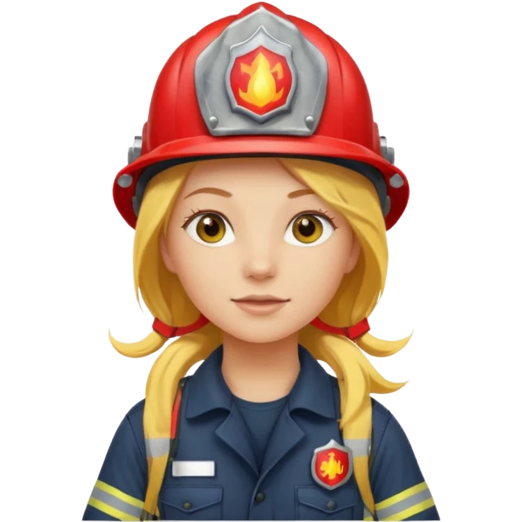 girl fireman with long yellow hair emoji