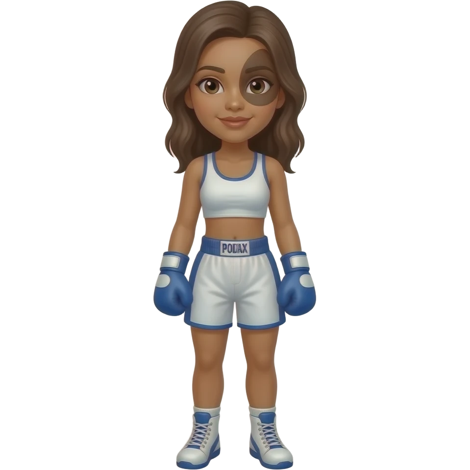 Female all white boxer with brown patch over left eye emoji