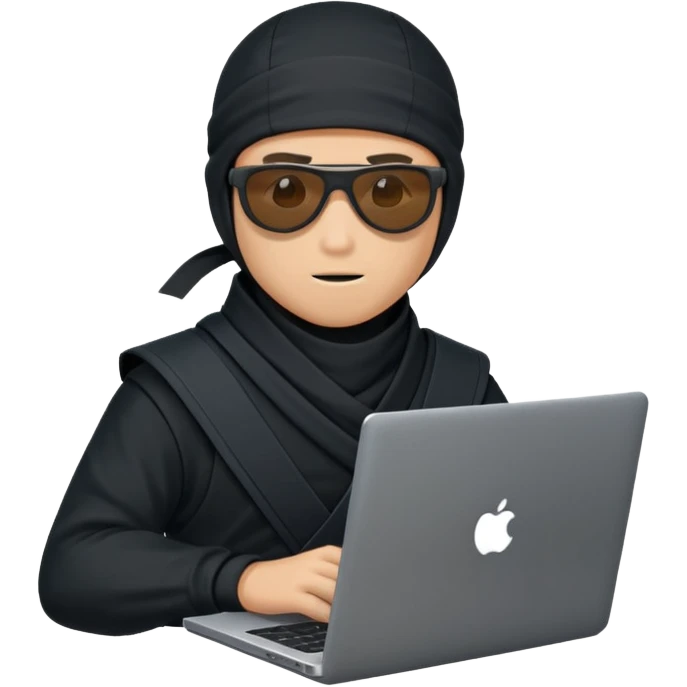 Ninja with sunglasses on laptop emoji