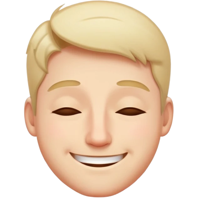 Shy man smiling with closed eyes emoji