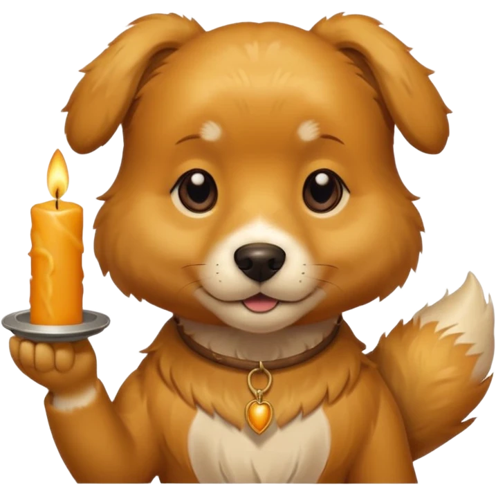 dog holding a lit aromatic candle in hand emoji