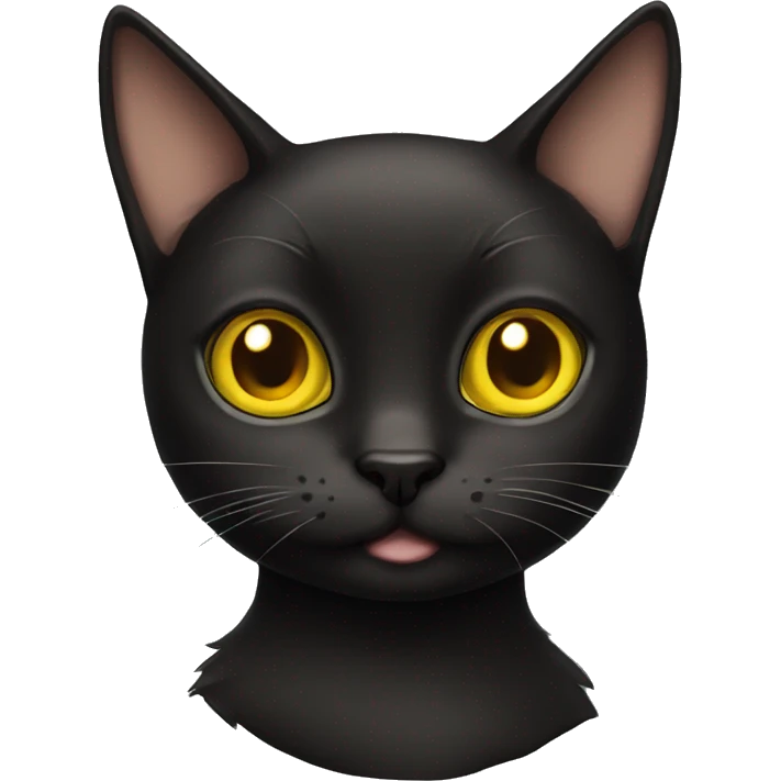 Black cat with yellow eyes brown bow emoji