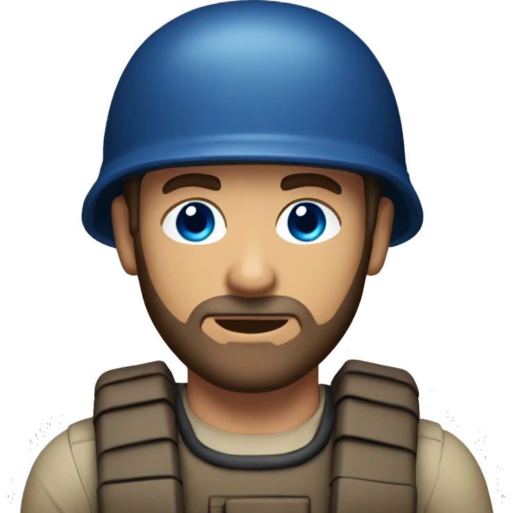 bomb disposal technician, tanned, blue eyes, brown hair and short beard emoji