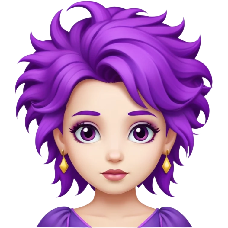 Beautiful princess with purple crazy  hair emoji
