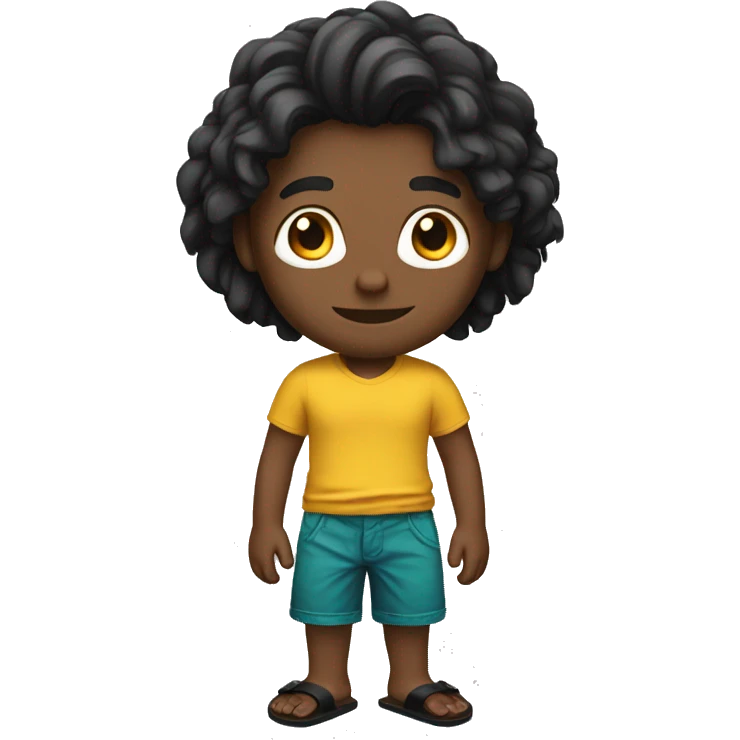 young white man with a long hair, black shirt, coloful shorts and flipflops emoji