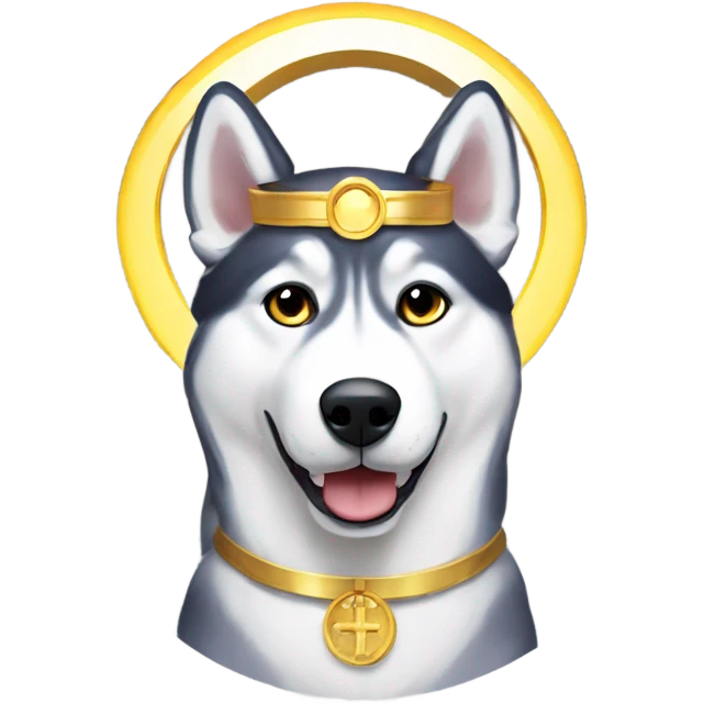 Husky with a saint halo above head emoji