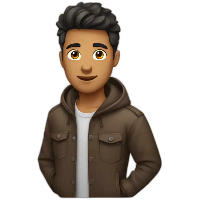 jeune homme brun tete emoji