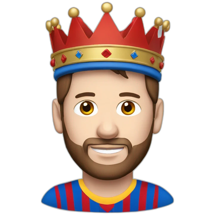 Messi with a crown color blue and red emoji