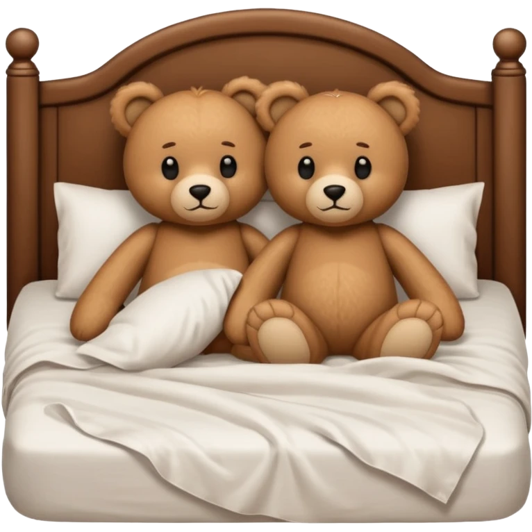 Teddy bear couple in the bed hug  emoji
