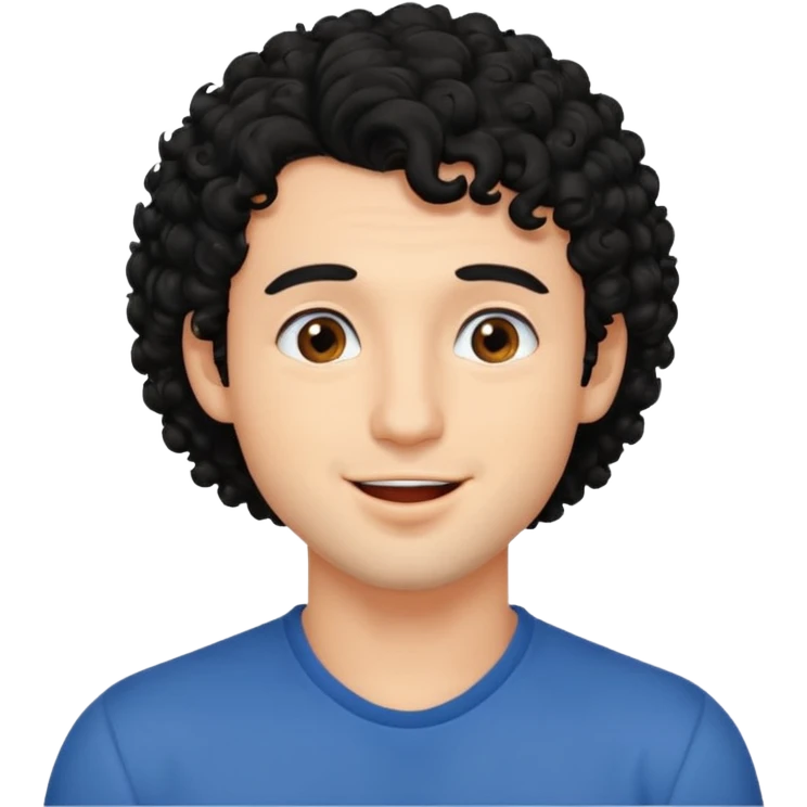 a handsome man with black curly hair tries to kiss emoji