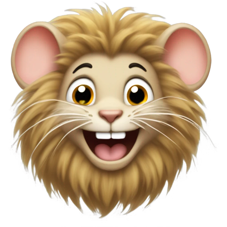 Tan mouse with lion's mane is evil laughing emoji